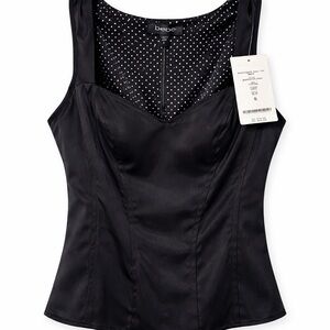 Bebe Black Satin Sweetheart Top Size S NWT Corset Style Structured Tank